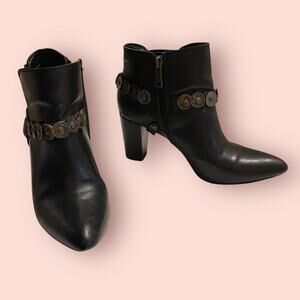 Patricia Nash 8.5 Renata Coin Harness LEATHER Western ANKLE Boots Womens